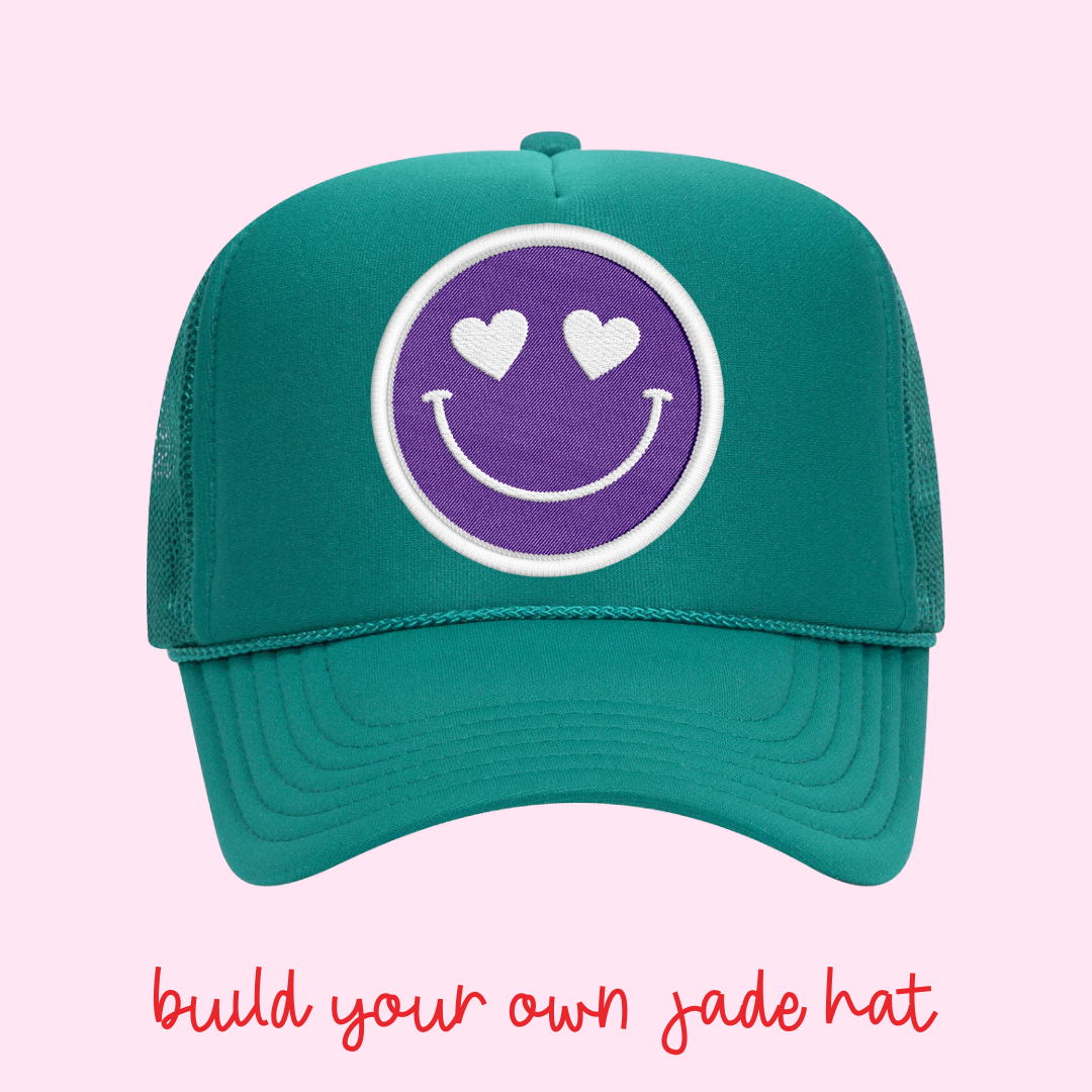 Build Your Own Jade Happy Heart Trucker Hat by Confettees