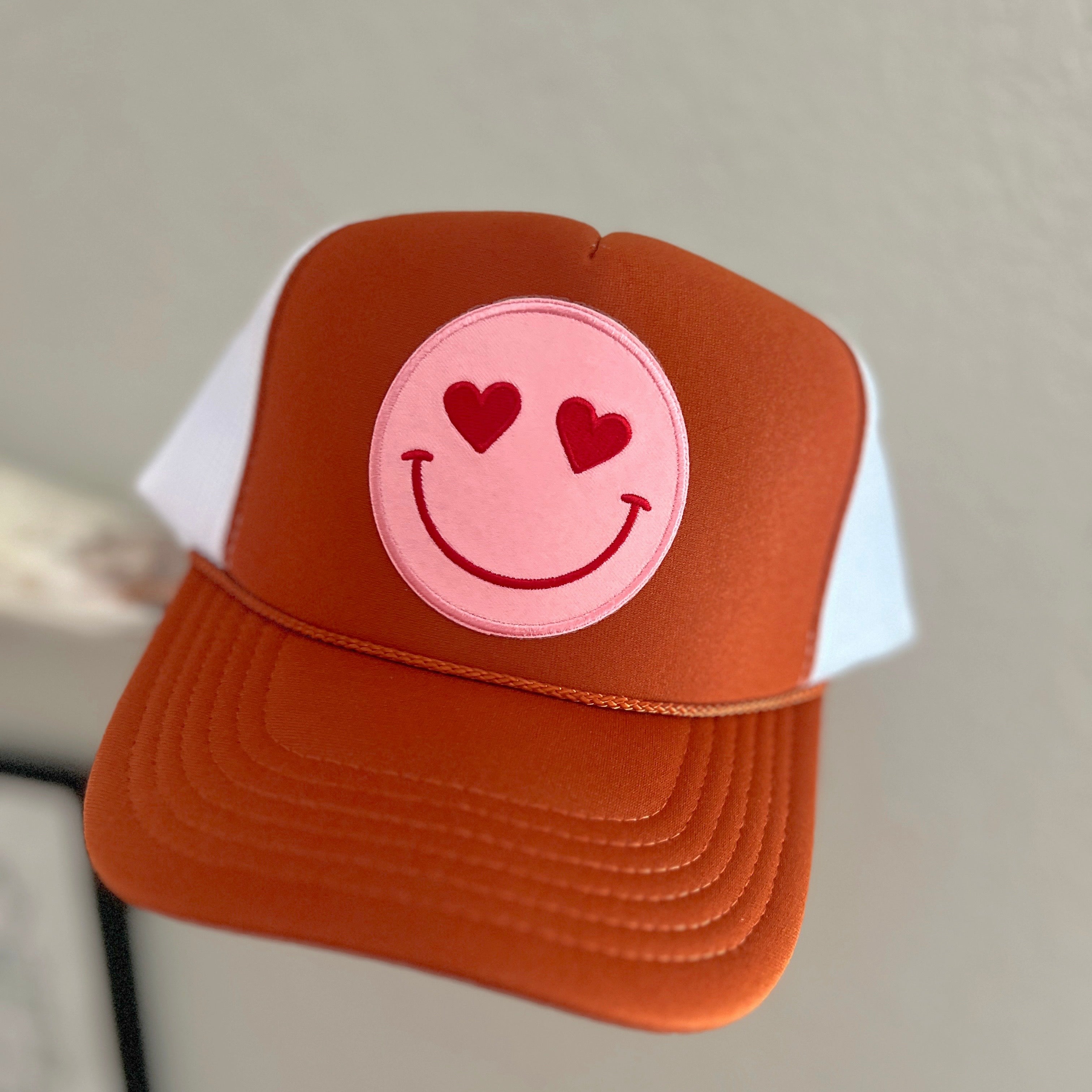 Happy Heart Trucker Hat by Confettees - Texas Orange