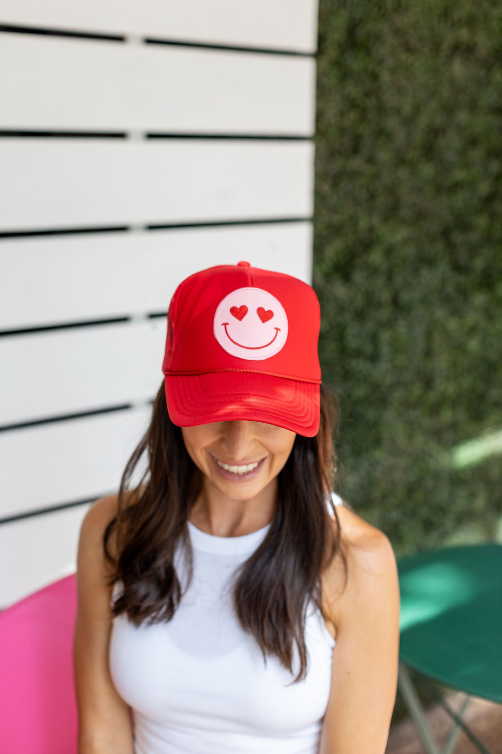 Happy Heart Trucker Hat by Confettees - Red