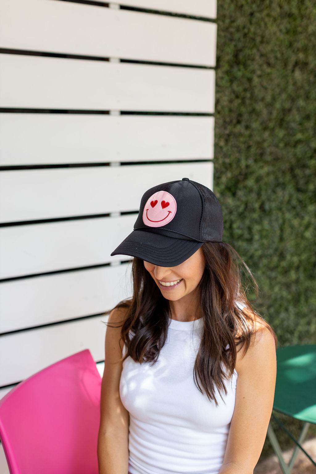 Happy Heart Trucker Hat by Confettees - Black