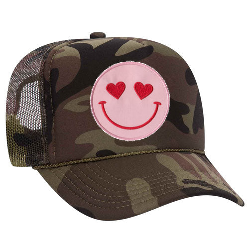 Happy Heart Trucker Hat by Confettees - Camo