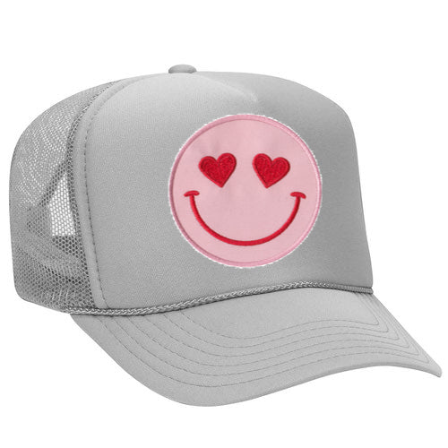 Happy Heart Trucker Hat by Confettees - Gray