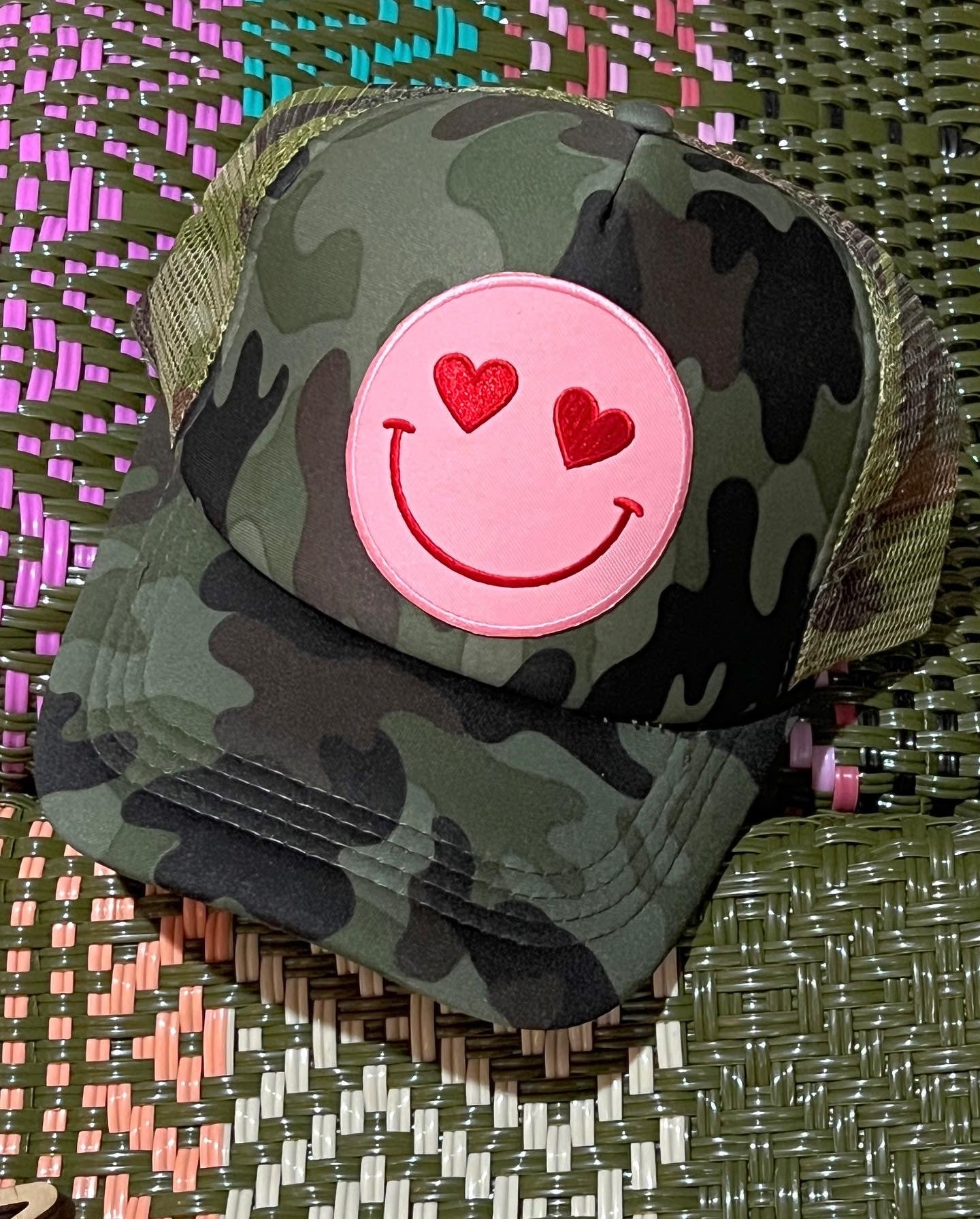 Happy Heart Trucker Hat by Confettees - Camo