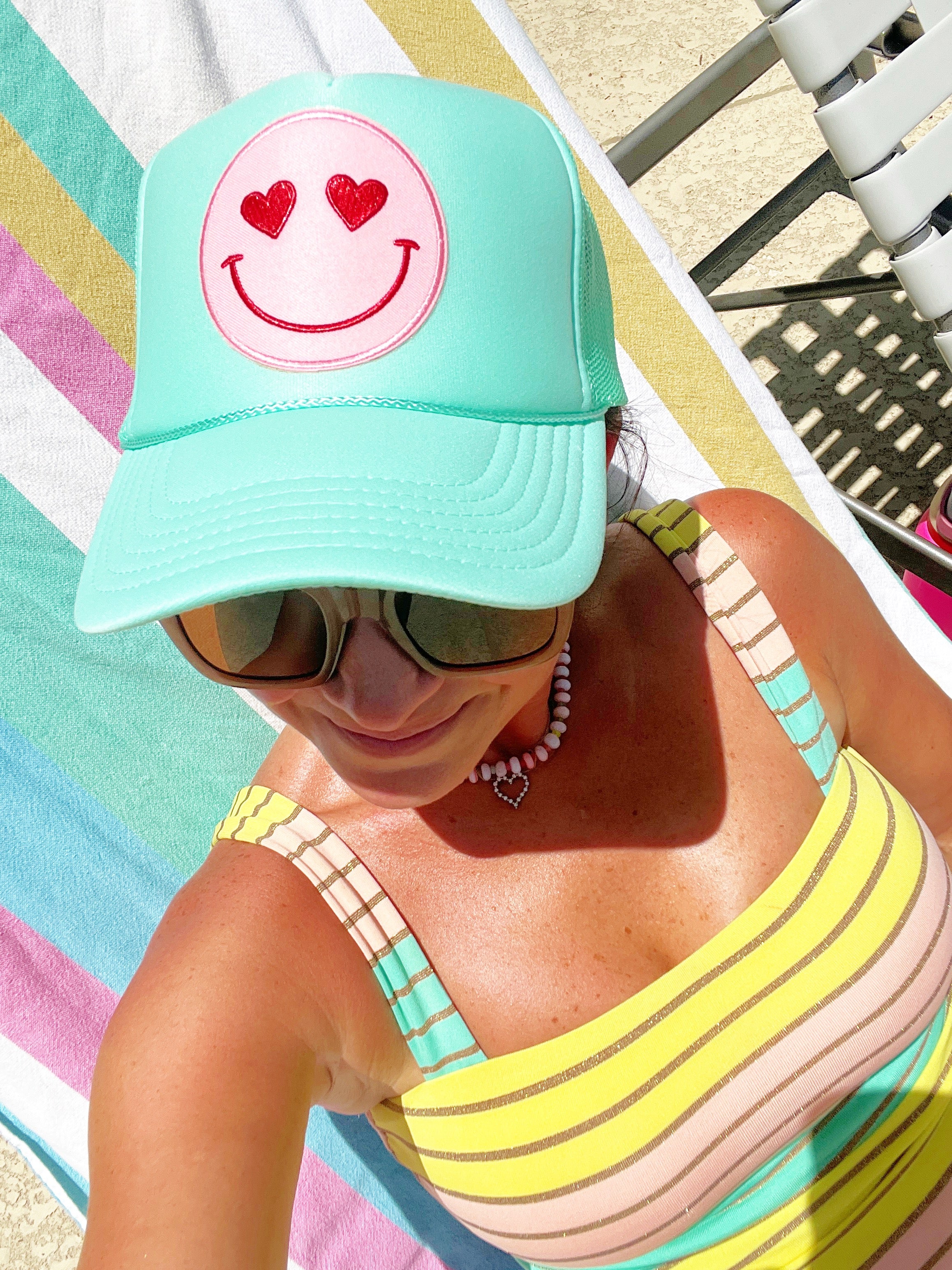 Happy Heart Trucker Hat by Confettees - Seafoam